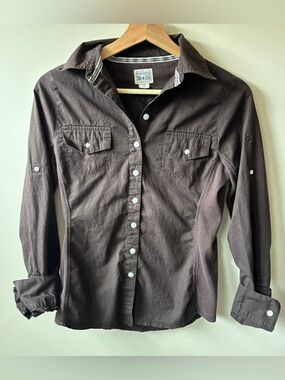 Converse Dark Brown Button Up Long Sleeve Shirt